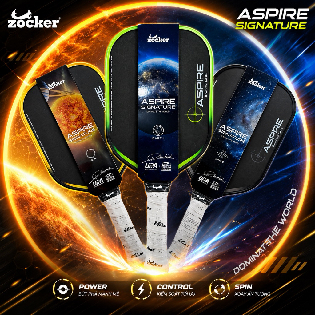 [ZOCKER] Vợt Pickleball Zocker Aspire Signature Chính Hãng Fullbox - Cân Bằng Sức Mạnh & Kiểm Soát