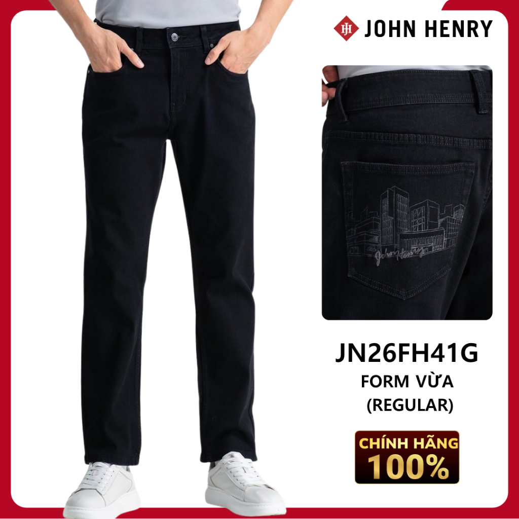 JOHN HENRY - JN26FH41G-RG - Quần Jean Dài Nam Form Vừa - Chất liệu Cotton Spandex Thoải Mái Co Giãn