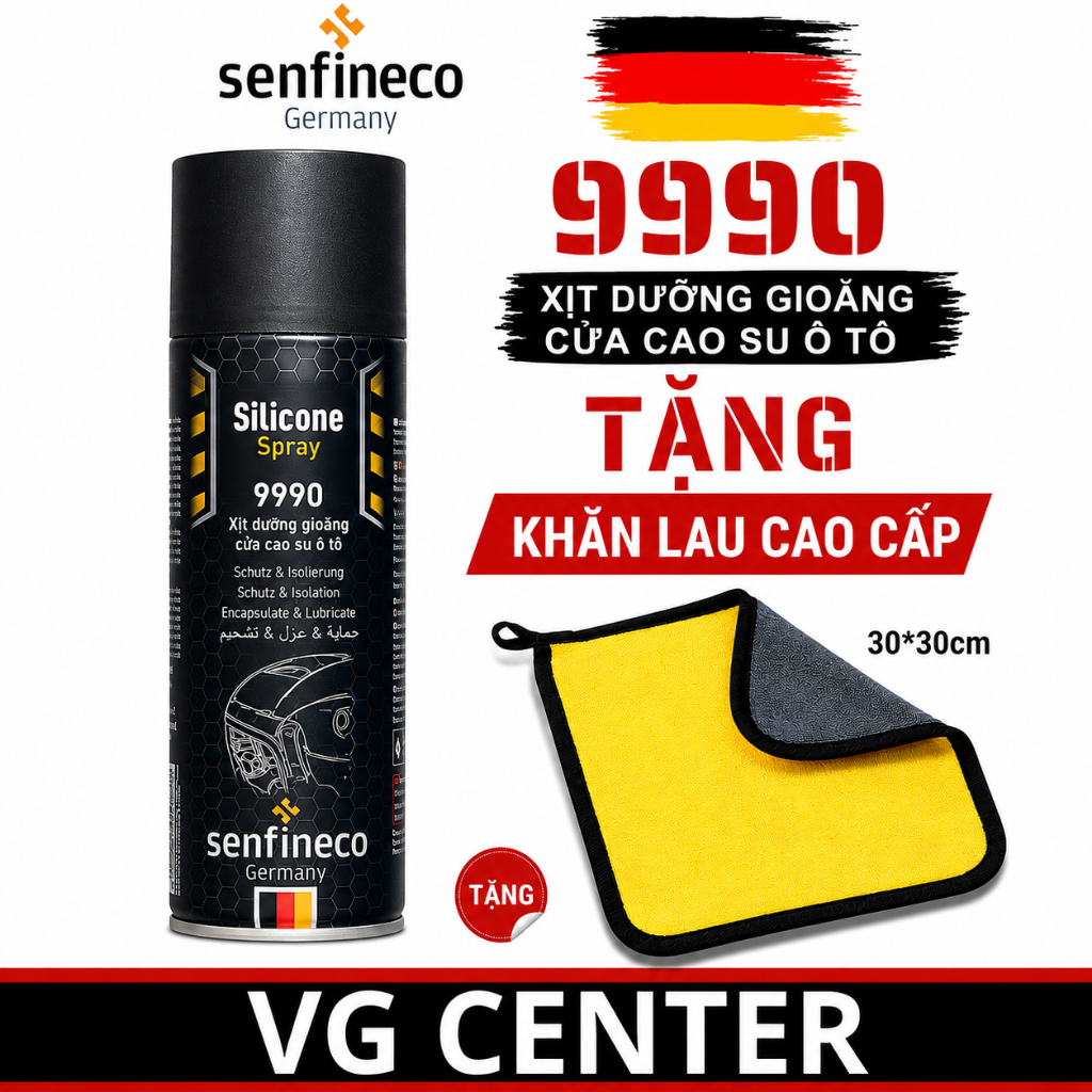 Xịt Dưỡng Cao Su Gioăng Cửa Ô Tô SENFINECO 9990 nhập khẩu ĐỨC - Dưỡng Ron Cao Su Ô Tô