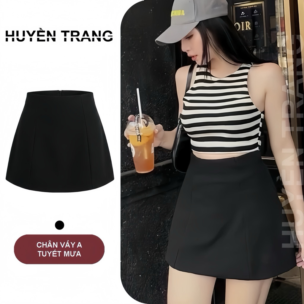 Chân váy A ngắn lưng cao dáng công sở ôm xòe - Chân váy chữ A cạp liền có quần trong M089