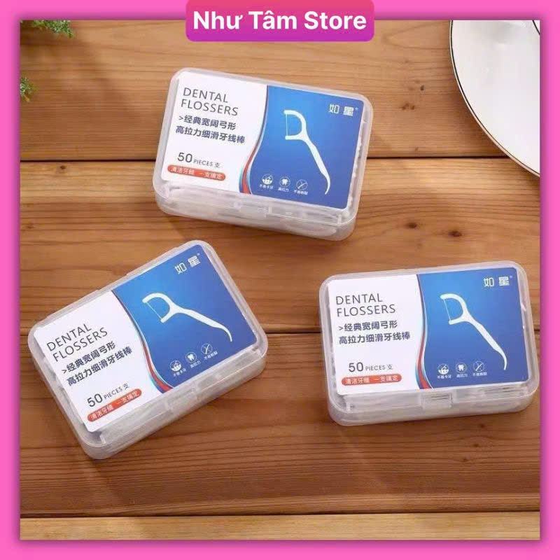 Tăm chỉ nha khoa hộp 50 cái, tăm chỉ nha khoa okamura