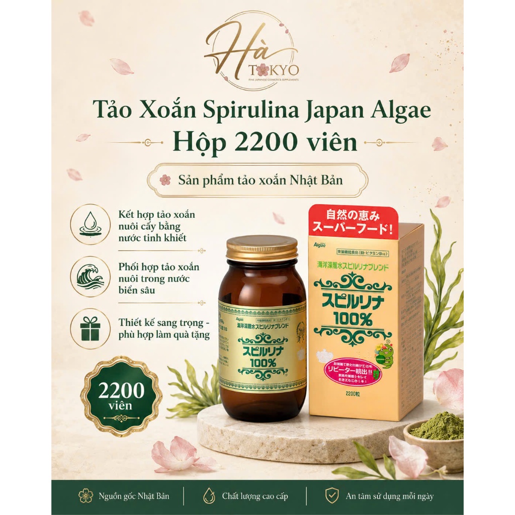 Tảo Xoắn Nhật Bản Spirulina 2200 Viên Japan Algae
