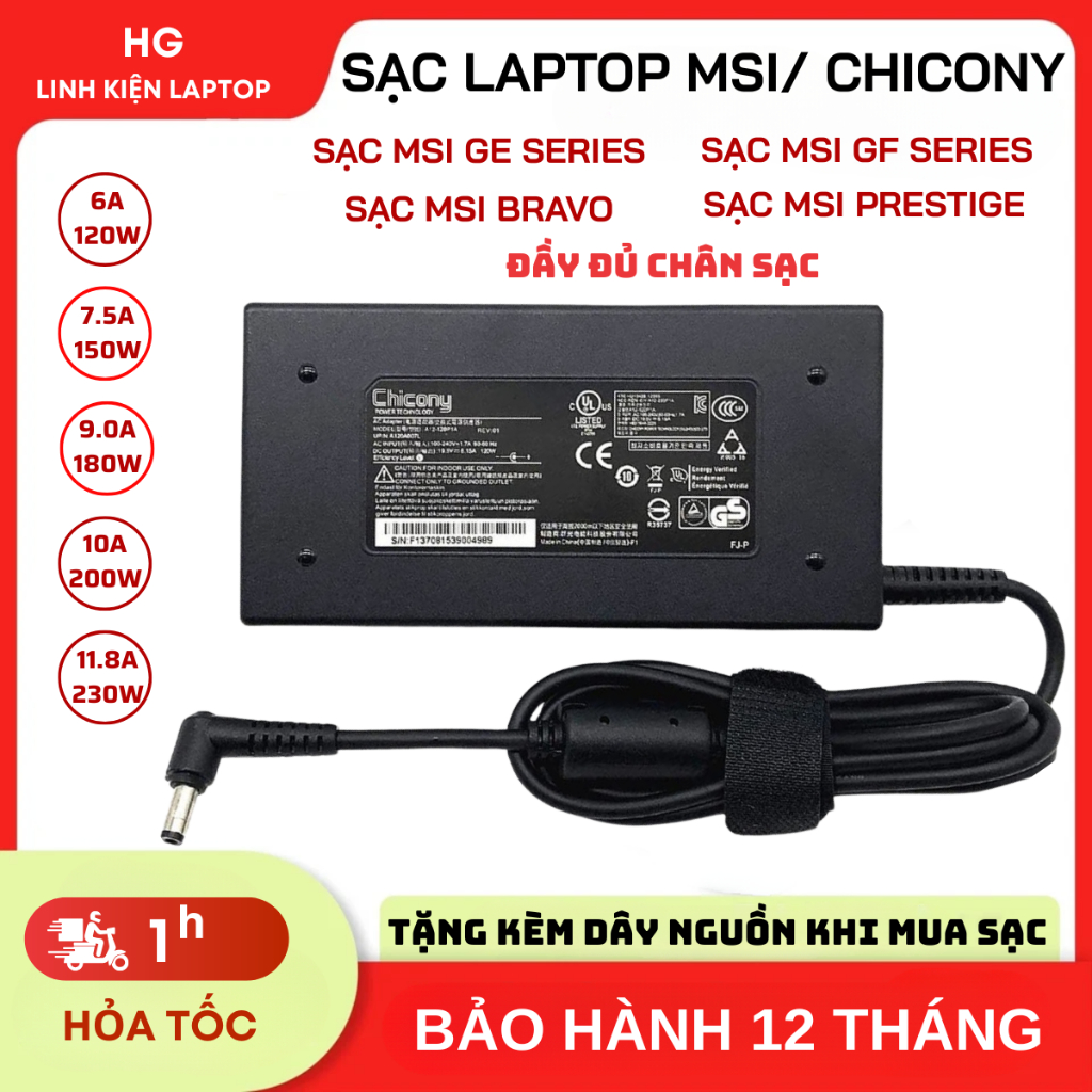 SẠC LAPTOP MSI GAMING/ SẠC LAPTOP GIGABYTE/ SẠC LAPTOP CHICONY/ SẠC LAPTOP MSI BRAVO 15 /SẠC MSI GF6