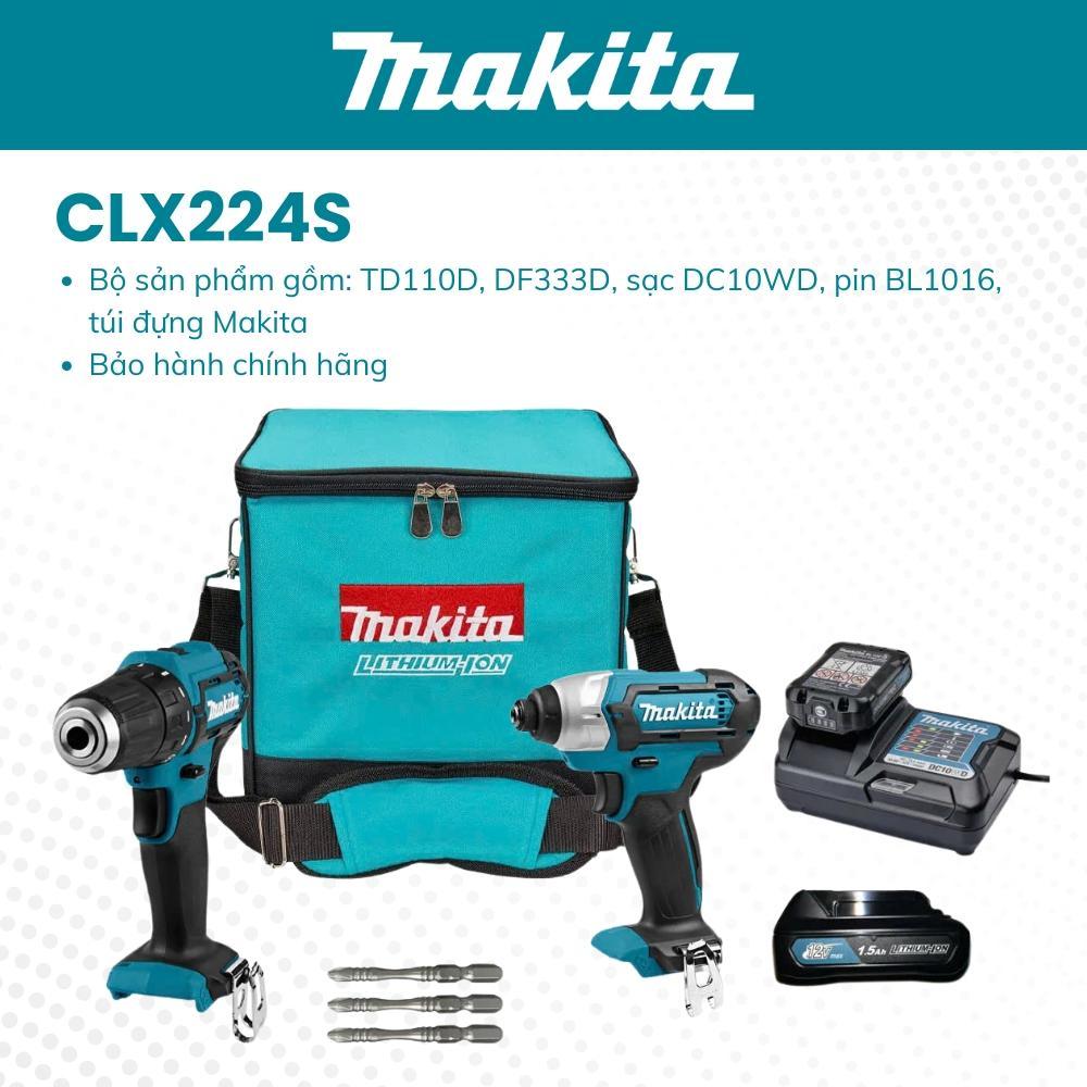BỘ SẢN PHẨM(TD110D+DF333D+BL1016*2'+DC10SB+TÚI XÁCH)(12V MAX) MAKITA CLX224S - Chính Hãng