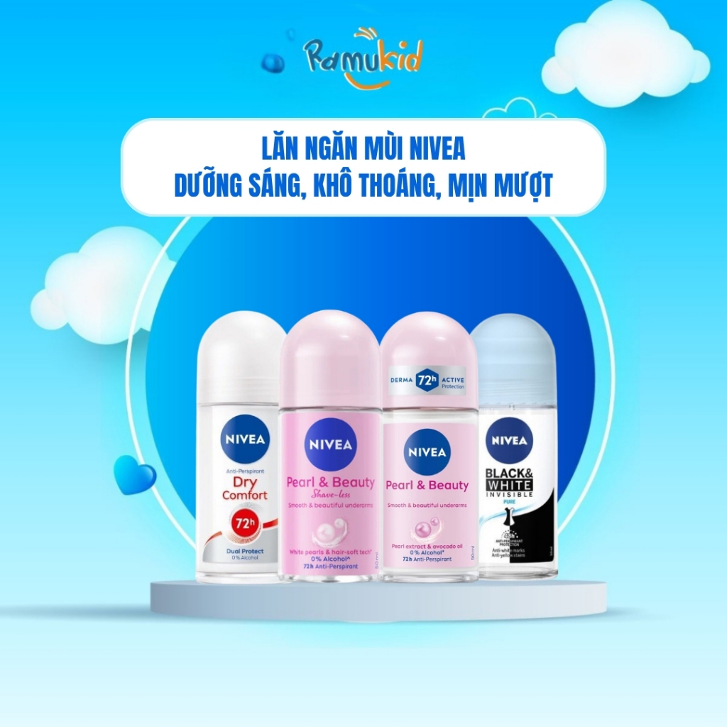 Lăn Ngăn Mùi NIVEA 25ml/50ml - giảm tiết mồ hôi, ngăn mùi, không thoáng suốt đến 72h