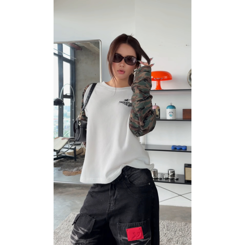 LOCAL BRAND-SWE CAMO RAGLAN L/S - TEE