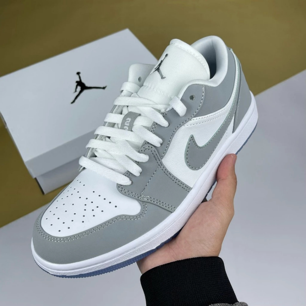 Giày Jd1 low JD Xám trong nam nữ, Giày JD nam nữ bản cao cấp full box bill