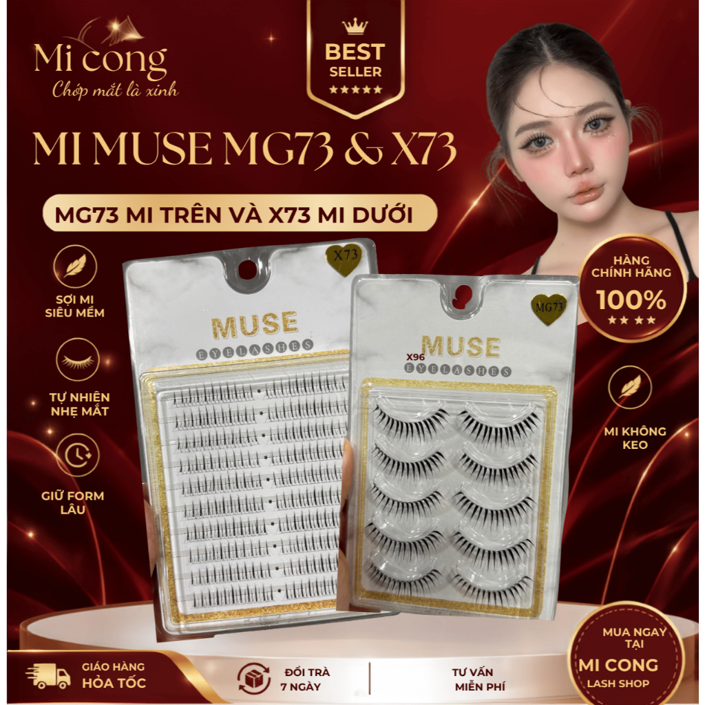 Mi Muse MG73 và X73 - Mi trên Muse MG73 kết hợp mi dưới Muse X73 - Nàng thơ điệu đà - Mi cong Lash