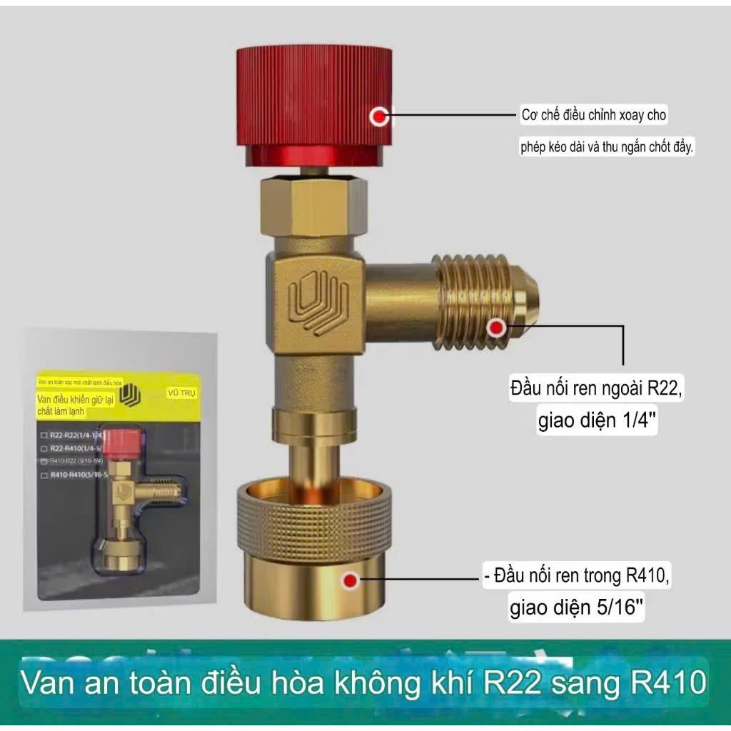 Van An Toàn Cho Máy Điều Hòa R410A R22 1 / 4 " VAN KHÓA GAS CHỐNG BỎNG gas R32, R410a, R22
