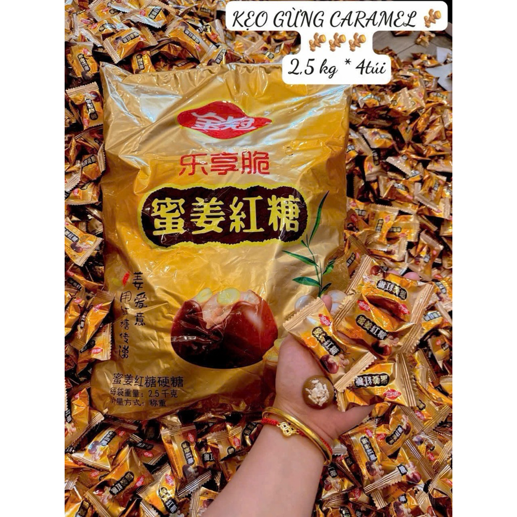 Bịch 2,5kg Kẹo Gừng Đường Nâu Caramel Thơm Ngon