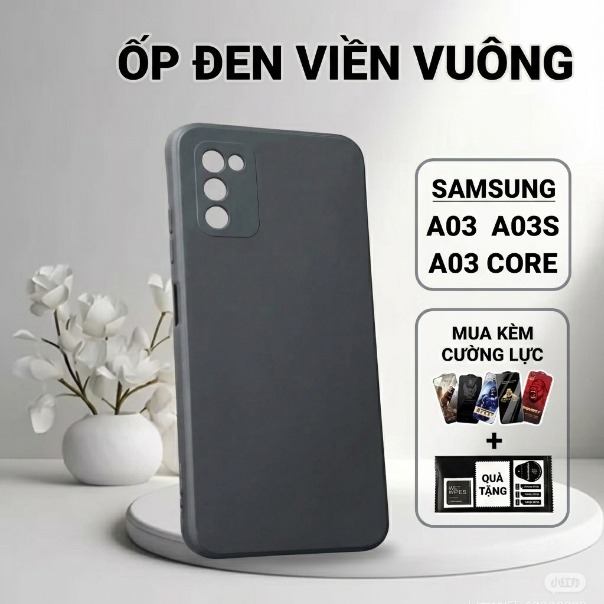 Ốp lưng Samsung A03, A03s, A03 Core trơn màu đen | Ốp điện thoại SS galaxy dẻo bảo vệ camera đt sámu