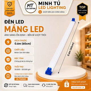 Máng đèn tuýp led đơn 1,2m - 6 tấc