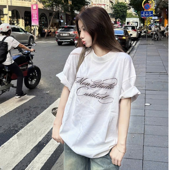 ÁO IN TRAME - MON STUDIO - VẢI DÀY 330GSM, ĐỨNG FORM Form Boxy Fit , Unisex Nam Nữ.