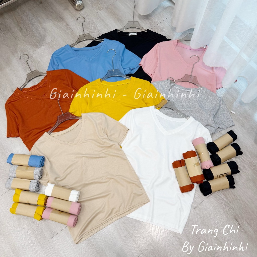 ÁO THUN GIẤY CỔ TIM CHẤT SIÊU MÁT - VIDEO + ẢNH THẬT
