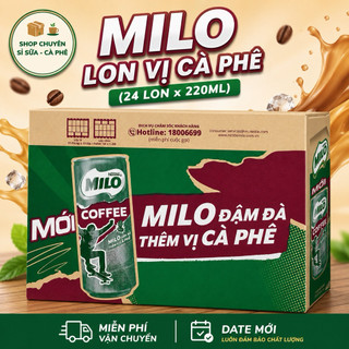 Sữa Lúa Mạch Milo Lon Vị Cafe Thơm Ngon Đậm Vị (24Lon x 220ML) DATE MỚI