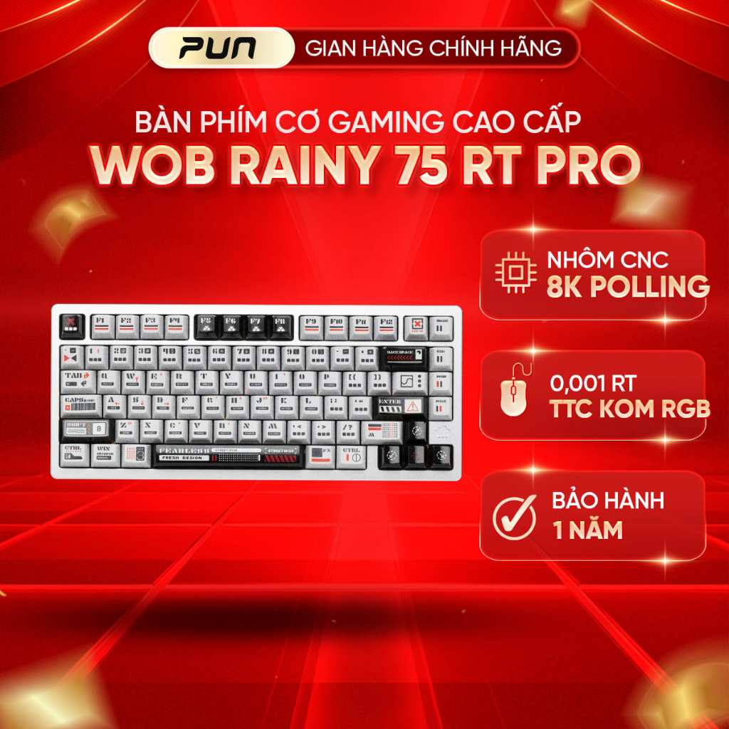 [CHÍNH HÃNG] WOBKEY Rainy75 RT – Bàn Phím Cơ Magnetic HE, Rapid Trigger, 8000Hz