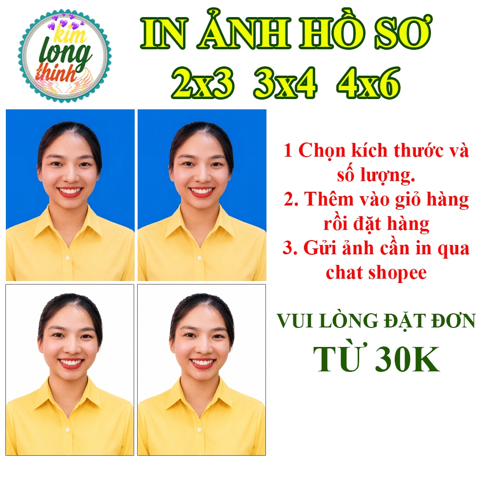 ảnh thẻ, ảnh hồ sơ 2x3 3x4 4x6 in thẻ yêu cầu