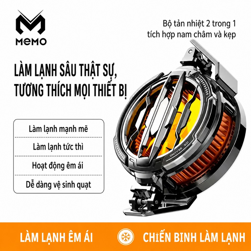 MEMO CX07 Quạt Tản Nhiệt Điện Thoại Sò Lạnh RGB, Giảm Nhiệt Khi Chơi Game, Hỗ Trợ Gaming Ổn Định