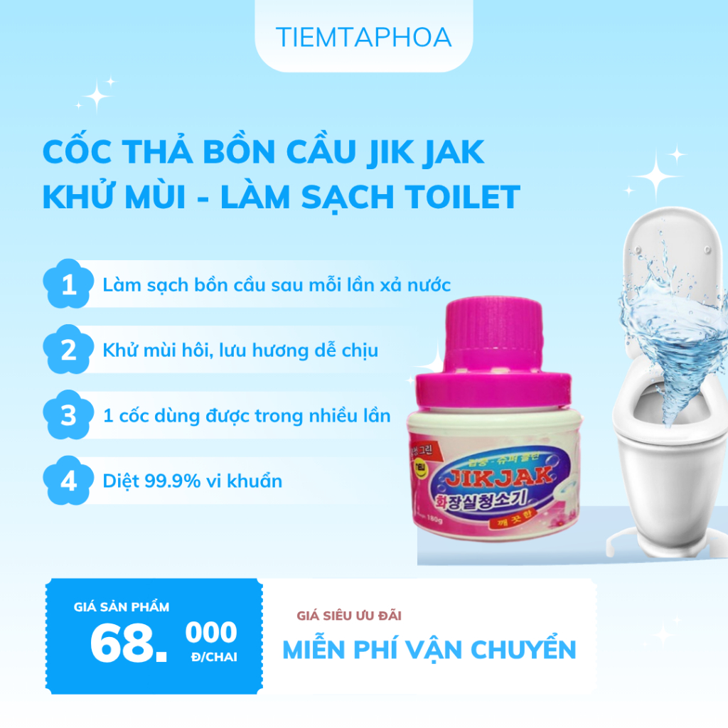 Viên Thả Bồn Cầu Jik Jak Hàn Quốc Khử Mùi Làm Sạch Giữ Bồn Cầu Thơm Mát