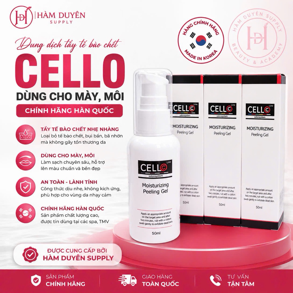 Tẩy tế bào chết dùng cho mày môi, tẩy tế bào chết cello