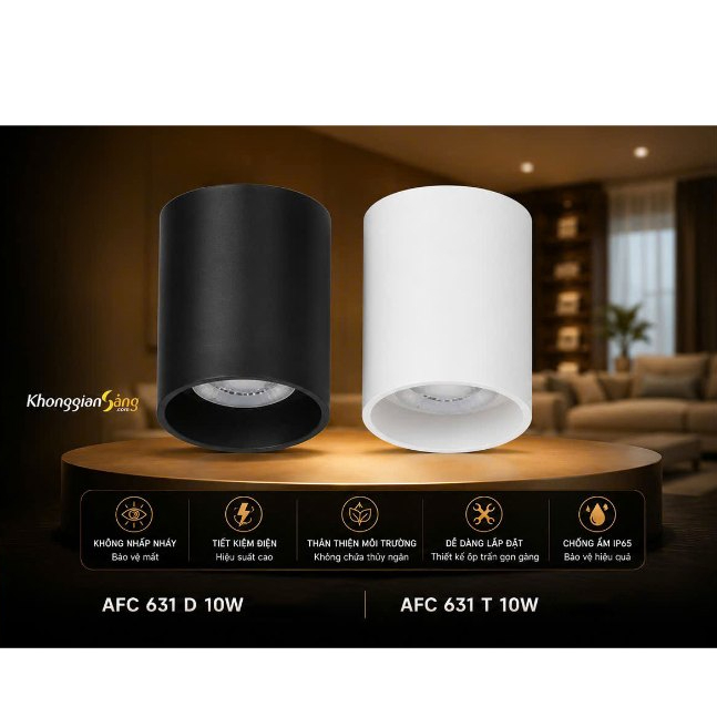 [CHÍNH HÃNG] ĐÈN LED ỐP NỔI CHỐNG ẨM CAO CẤP ANFACO AFC631 10W THÂN ĐEN - TRẮNG