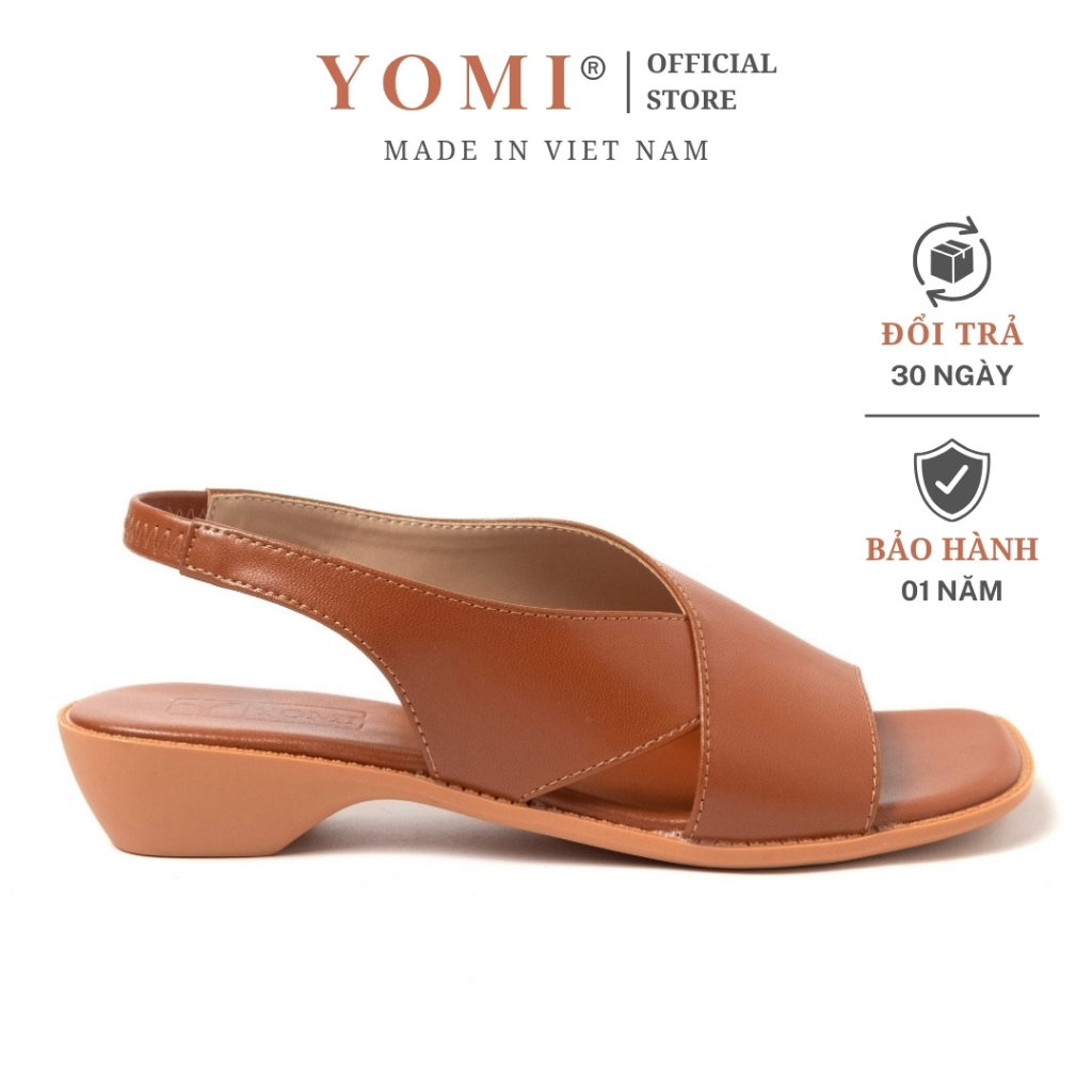 Giày sandal nữ Slingback YOMI quai chữ V tôn dáng cao 3 cm - Da mềm êm chân,dễ phối đồ - SY0701H