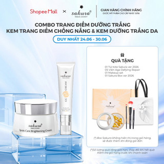 Bộ đôi kem trang điểm chống nắng CC Cream và kem dưỡng trắng da Spots Care Sakura 40ml + 45g