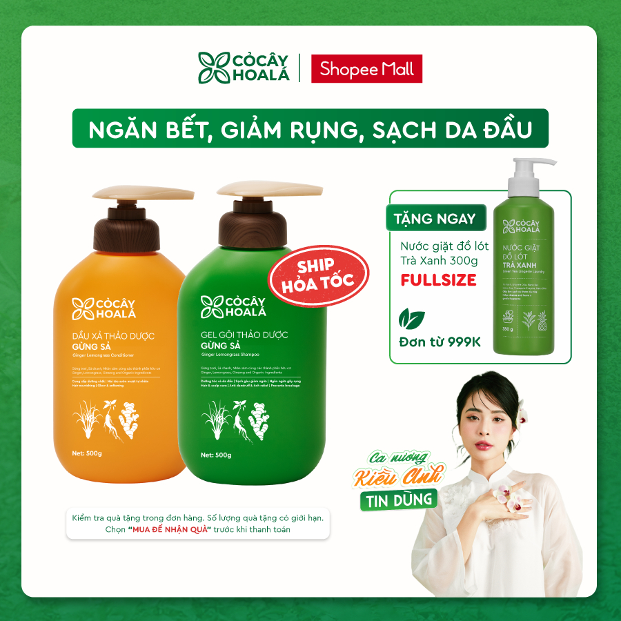 Dầu Gội Gừng Cỏ Cây Hoa Lá, Dầu Gội Thảo Dược Gừng Sả Giảm Tóc Gãy Rụng 500g/chai- Dành Cho Tóc Bết Dầu | BigBuy360 - bigbuy360.vn