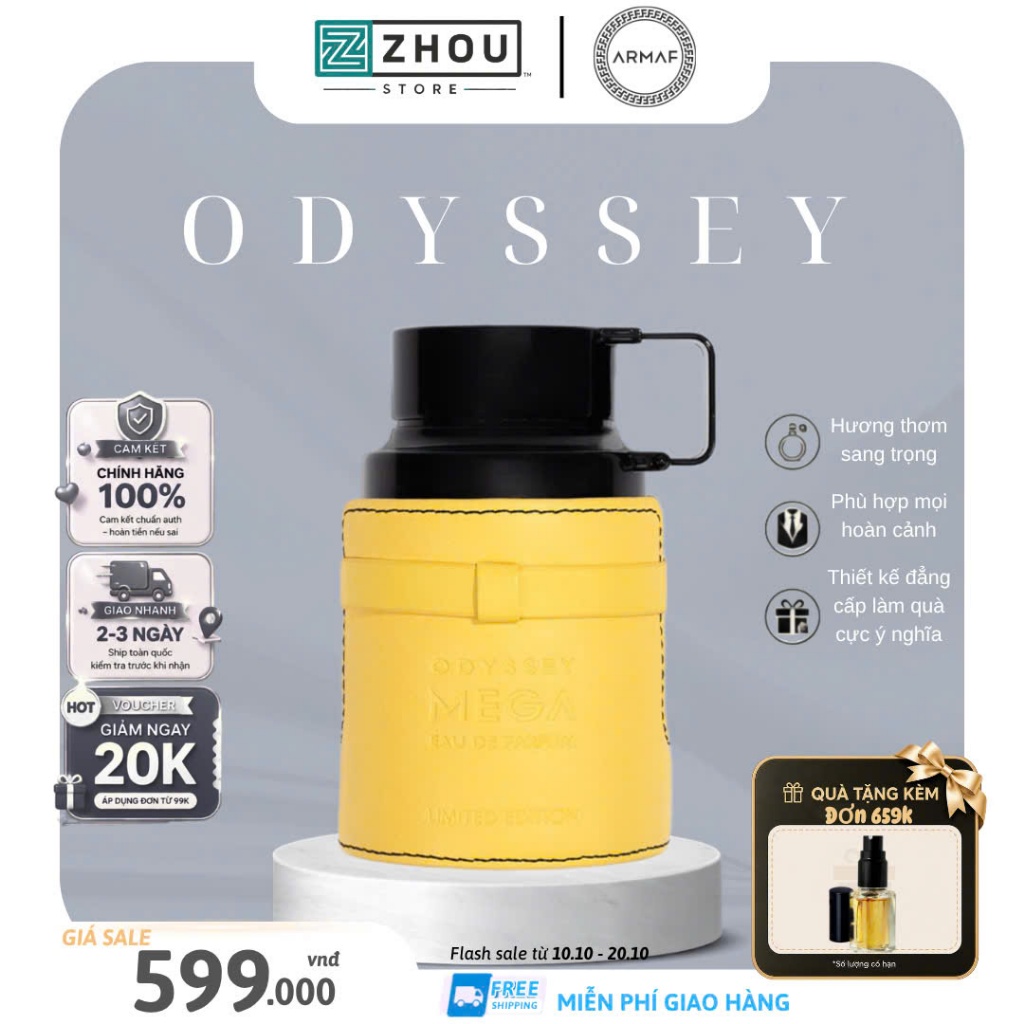 Nước Hoa Nam Odyssey Mega EDP 60ml Nam Tính Sang Trọng Hương Gỗ Cam Quýt Lưu Hương Tốt Phù Hợp Đi Là