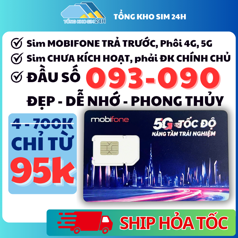 Sim 090, 0939 Đầu Số Cổ Mobifone Số đẹp Sale còn 95k Trả Trước Giá Rẻ [Chưa kích hoạt, Phải ĐKCC]