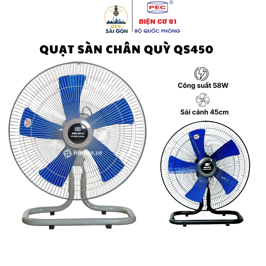 Quạt Sàn Chân Quỳ QS450 Điện Cơ 91 Bộ Quốc Phòng Công Suất 58W Mạnh Mẽ
