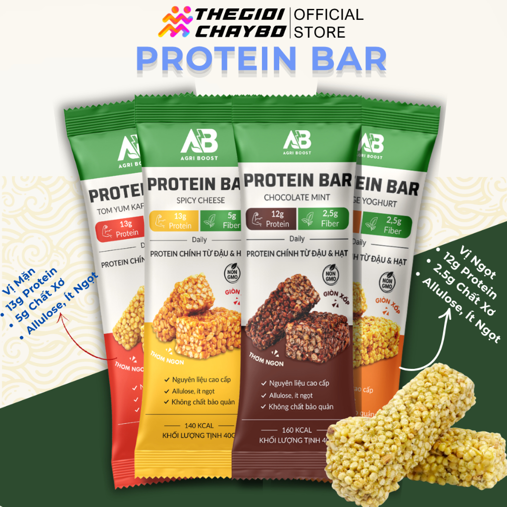 Thanh Protein AB - 12g 13g Protein Giàu Đạm Ít Đường Cho Người Chơi Thể Thao, Ăn Eat Clean