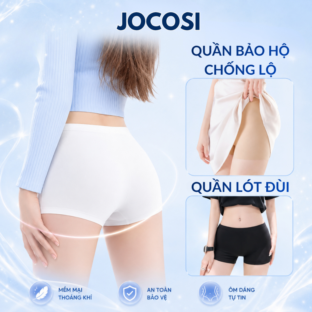 Quần bảo hộ nữ mặc váy chống lộ, quần lót đùi nữ đúc su cao cấp mềm mại thông…