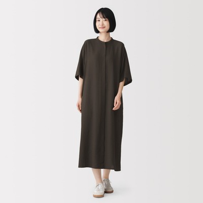 [26AW] MUJI Đầm Nữ Vải Lyocell Pha Tay Lửng