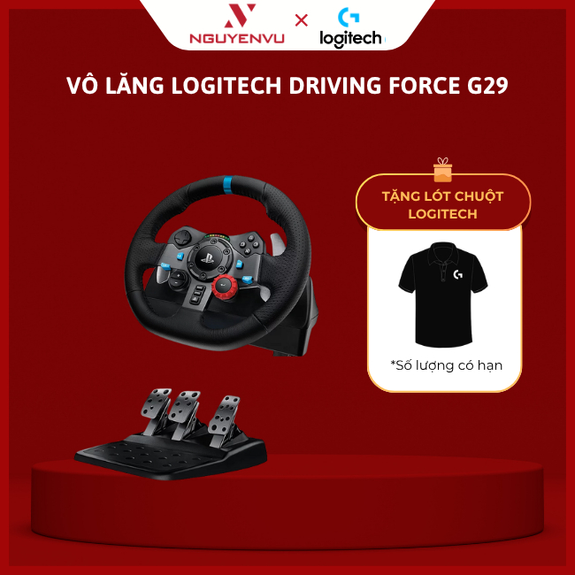 [Chính Hãng] Bộ Full Vô Lăng Gaming Logitech G29 PC/PS4 (Vô Lăng - Cần Số - Bàn Đạp) - Bảo Hành 24 T