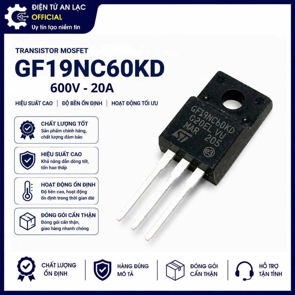 [2 cái] GF19NC60KD GF19NC60HD STGP19NC60KD STGF19NC60KD GF19NC60HD IGBT 20A 600V kênh N TO-220F