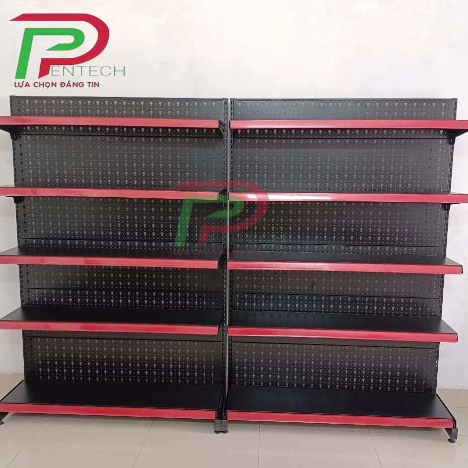 Kệ siêu thị đơn (1 mặt) Dài 70 x Rộng 35 x Cao 200 x 5 tầng | Kệ Vinatech | kệ siêu thị màu đen