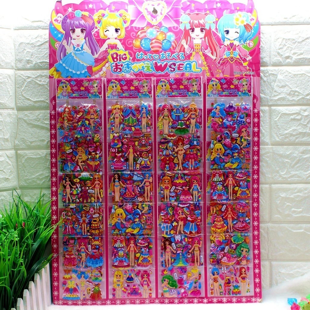 ( SIÊU SALE 50 % )Vỉ 20 tấm dán sticker 3d thay đồ Bộ sticker công chúa thay váy