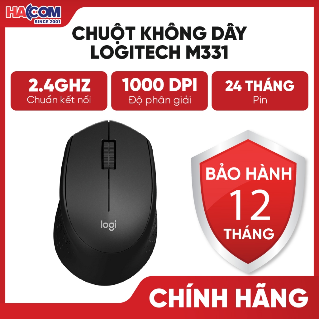 Chuột không dây Logitech M331 - Bảo Hành 12 Tháng HACOM PC