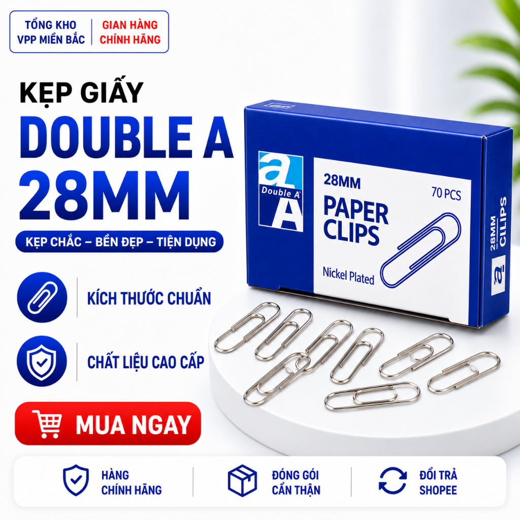 Double A Kẹp Giấy 28mm [Đàn hồi tốt]