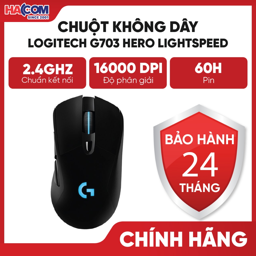 Chuột Chơi Game Logitech G703 Hero Lightspeed Wireless Gaming - BH 24 Tháng HACOM PC