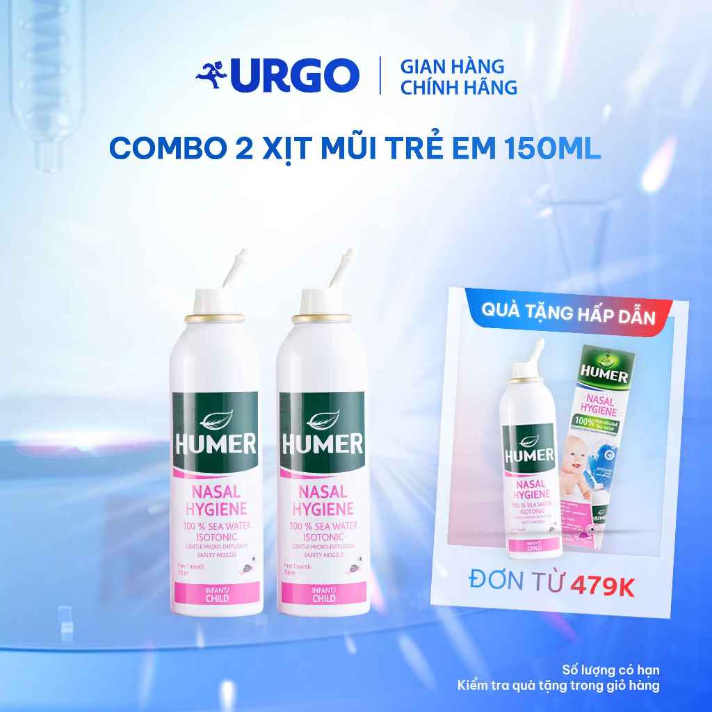 [LIVE] Combo 2 Chai Xịt Mũi Humer Nasal Hygiene Vệ sinh Khoang Mũi Hằng Ngày Cho Trẻ sơ sinh Trẻ Em 