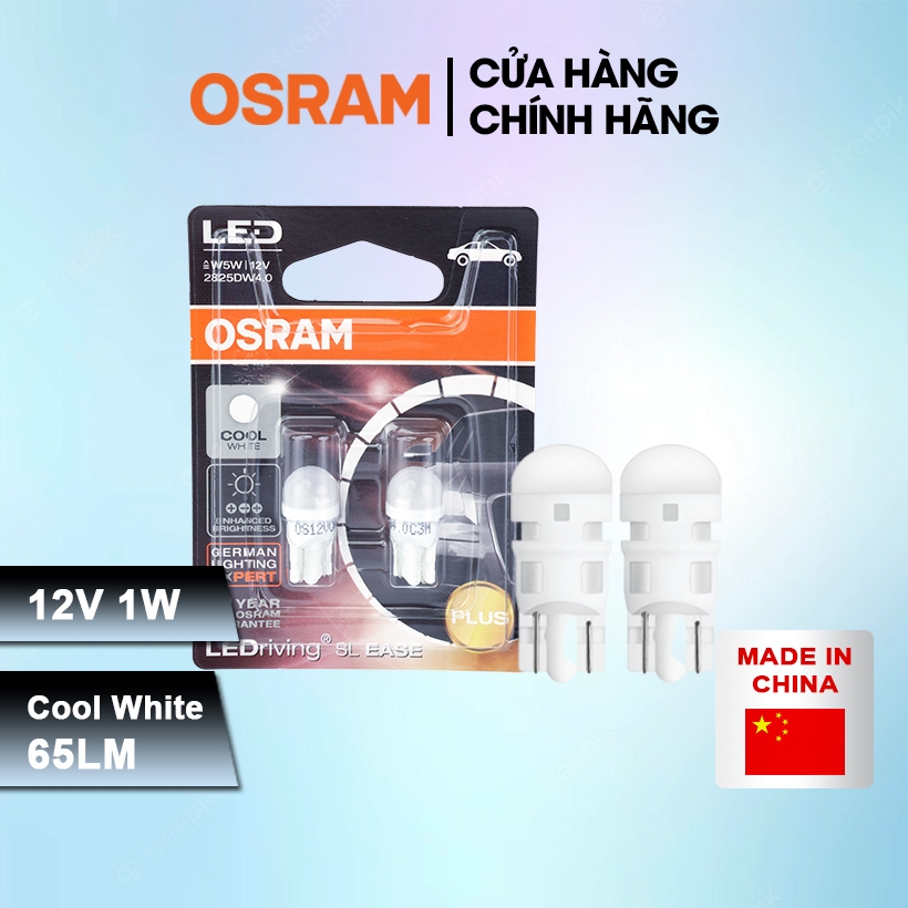 Combo 2 Bóng Đèn LED Chân Ghim Nhỏ OSRAM Standard Dùng Cho Xe Ô Tô Chân T10 W5W 12V W2.1 2825DW4.0 (