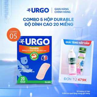 Combo 5 Hộp Băng Cá Nhân Vải Co Giãn Siêu Bền Thoáng Khí URGO Durable  - 5 Hộp x 20 Miếng