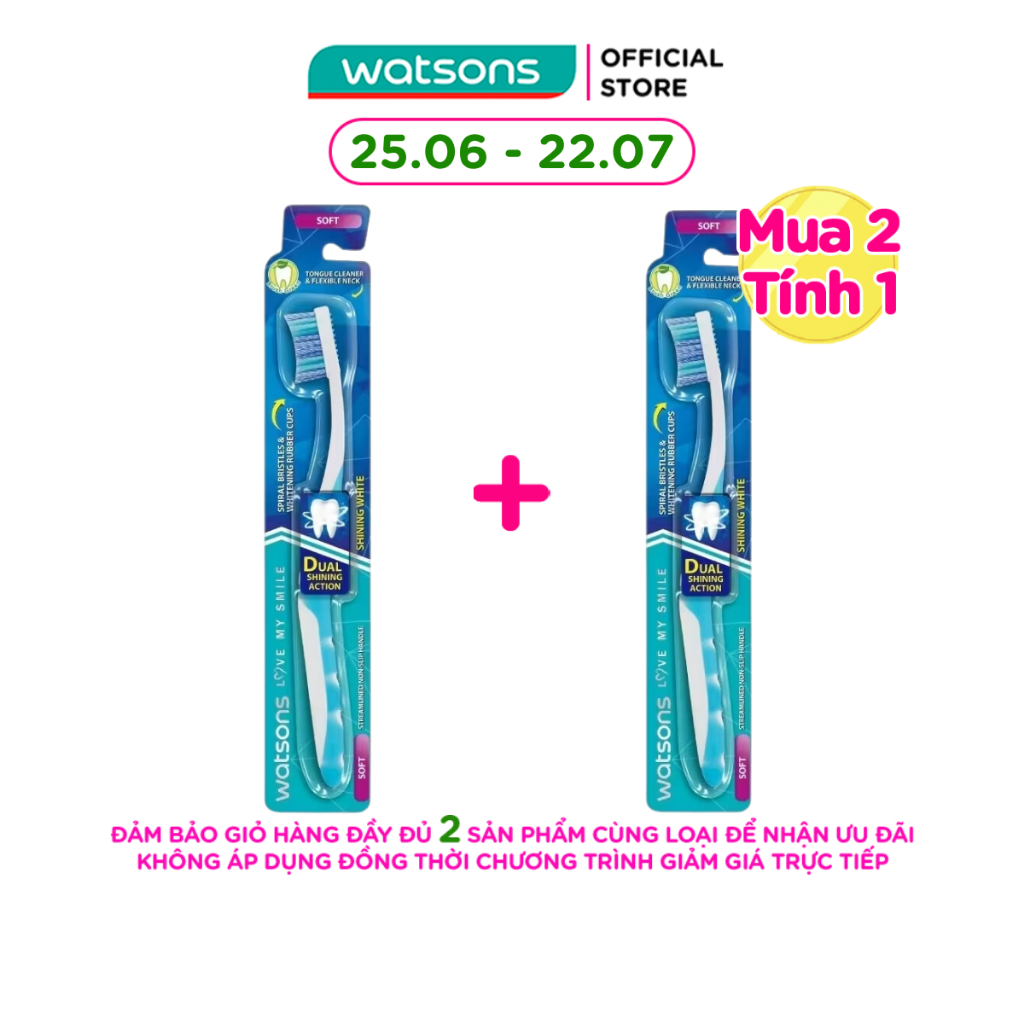 Bàn Chải Đánh Răng Watsons Shining White Toothbrush (Soft) 1s