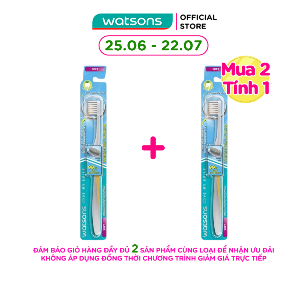 Bàn Chải Đánh Răng Watsons Antibacterial Silver Ion Toothbrush (Soft) 1s