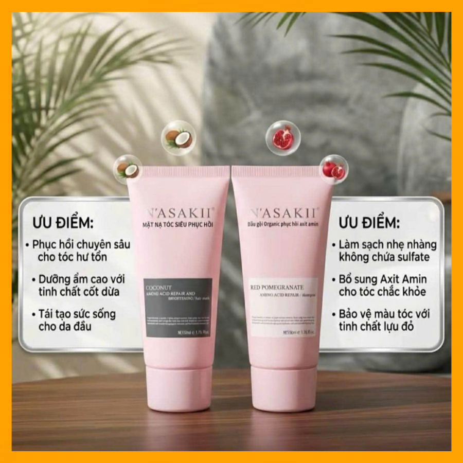 [Mẫu Dùng Thử] Combo Dầu Gội Xả NASAKII 50ml*2–Dưỡng Tóc Suôn Mượt, Phục Hồi Hư Tổn