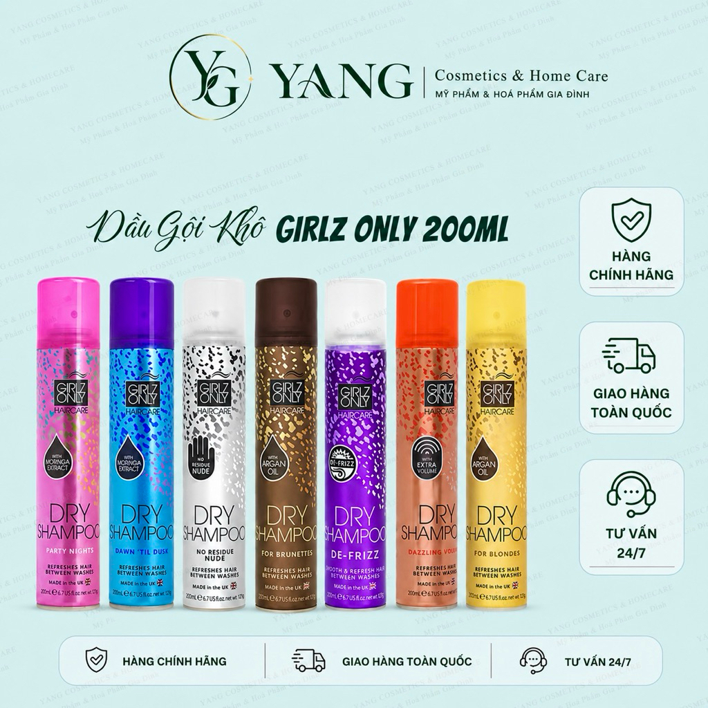 [200ML] Gội Khô Girlz Only Dry Shampoo Hair - Dầu Gội Khô GIRLZ ONLY Mềm Mượt Tóc