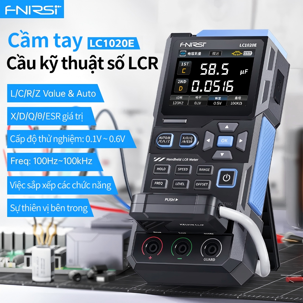 FNIRSI LC1020E High Precision Digital Bridge LCR ESR Tester Resistance Capacitance Inductance Electr