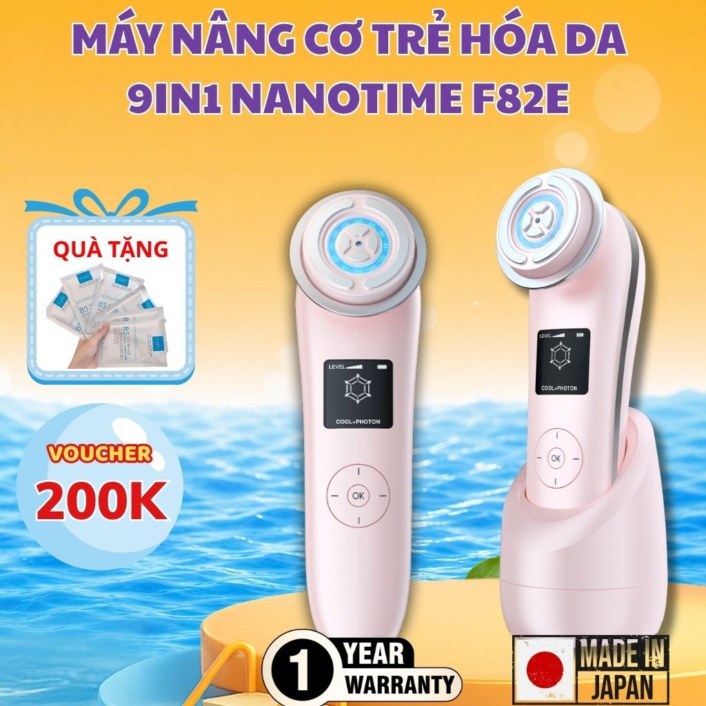 Máy nâng cơ mặt trẻ hoá da 9in1 NanoTime F82E công nghệ Nano Photon RF Nhật Bản - BH 2 Năm